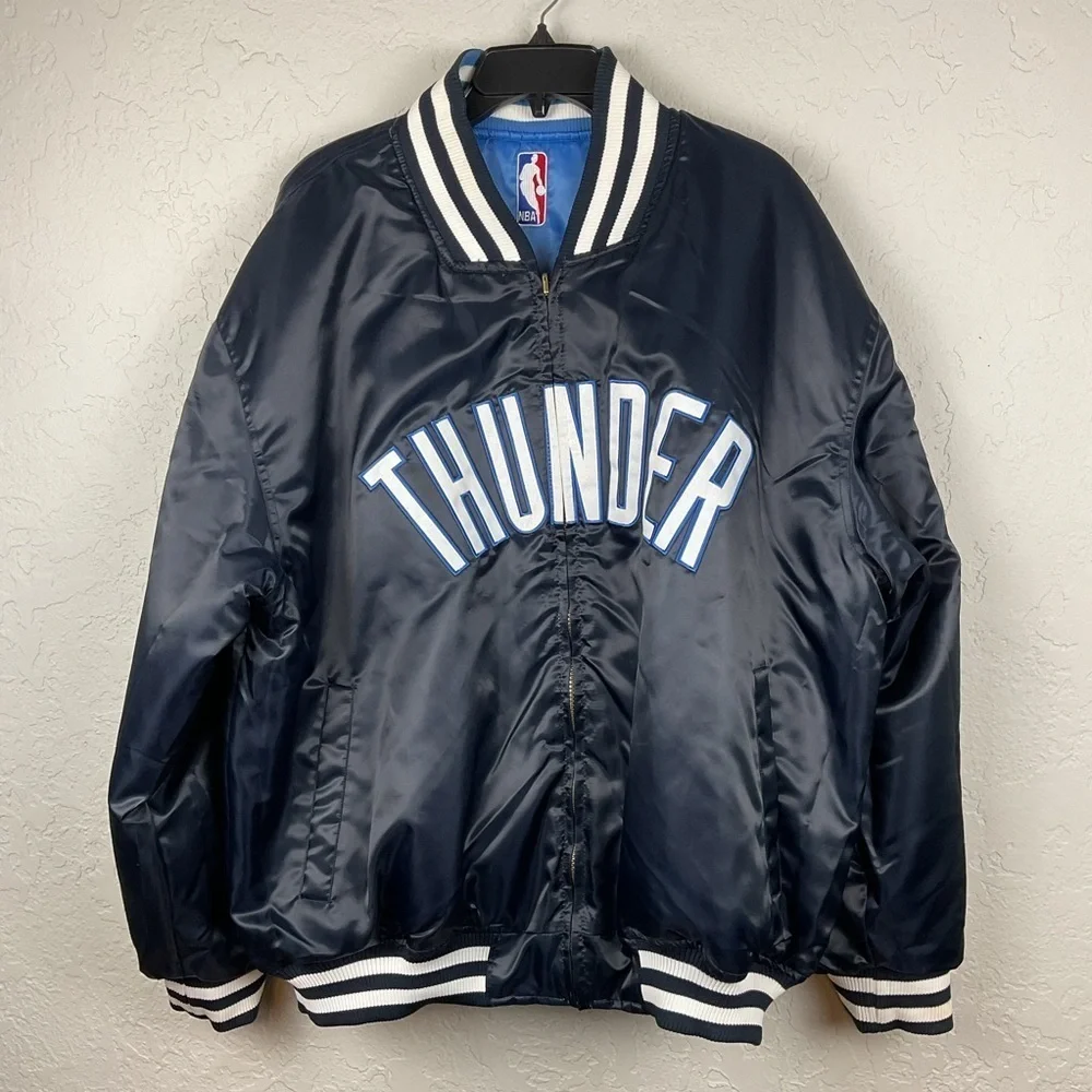 Men’s Majestic Oklahoma City Thunder NBA Satin Reversible Jacket Basketball 2XL